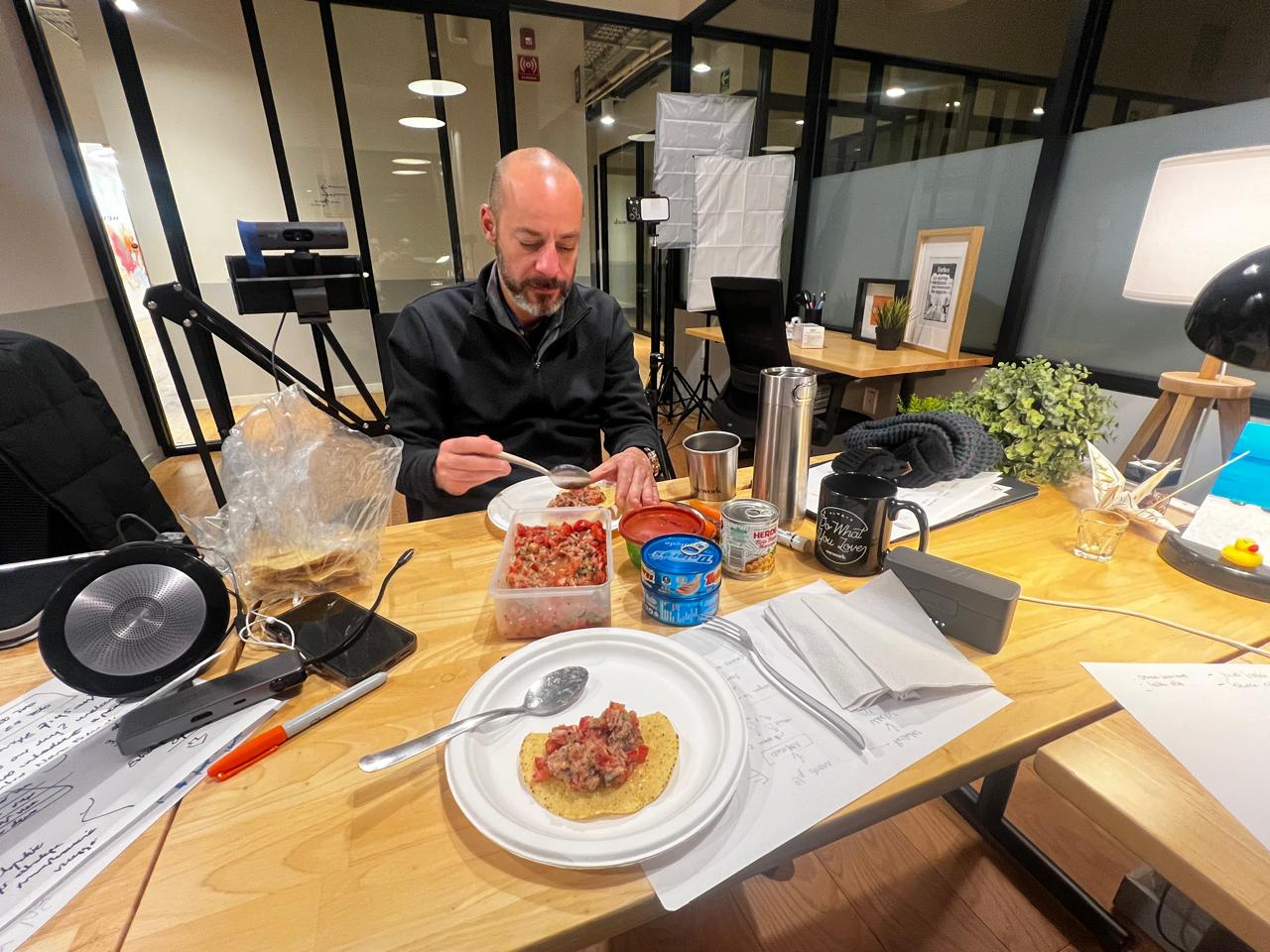 Tostada en oficina